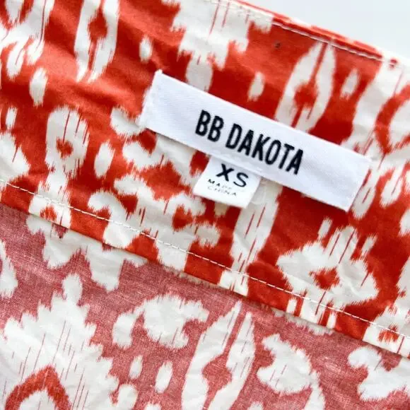 Evereve BB Dakota Emersyn Tiered Midi Dress XS Deep V-Neck Batik Cotton Spring - Picture 15 of 16